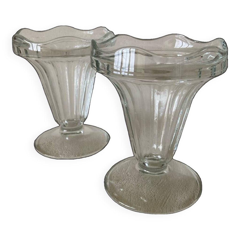 Hejo Lot 2 Coupes à Glace 360ml Avec Cuillères - Verrines Dessert Réutilisables Verre