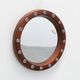 Round wooden mirror with turquoise ceramic studs by Deknudt, Belgium, 1960s