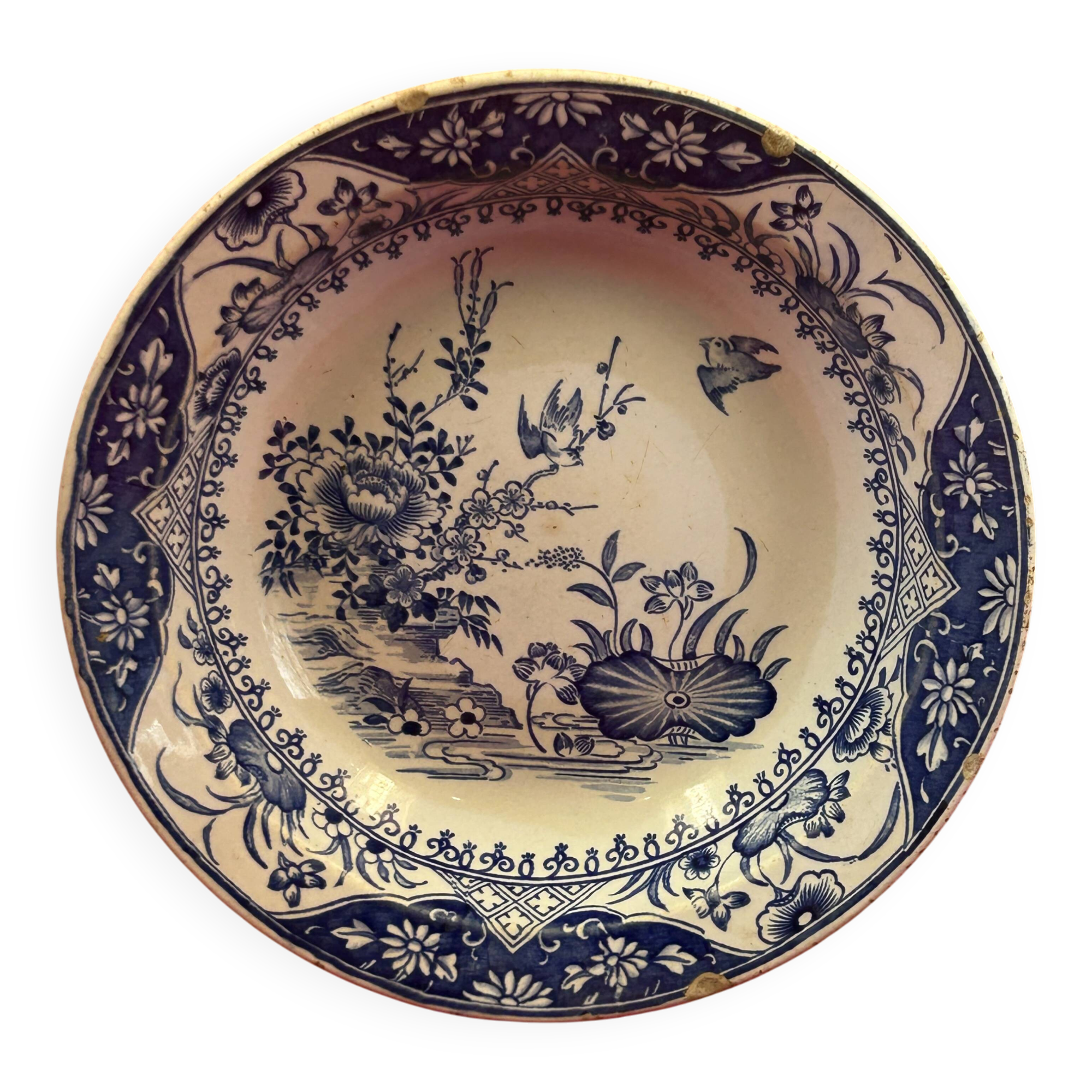 Shallow dish Creil and Montereau, Yedo, ideogram XIX century - 24.5 cm