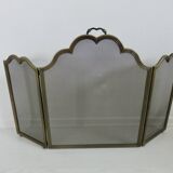 Fire screen, spark arrester, made in Italy, in brass with 3 folding flaps, 1970