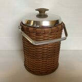 Old wicker rattan ice bucket