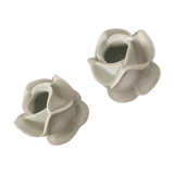 Two white porcelain flower candlesticks