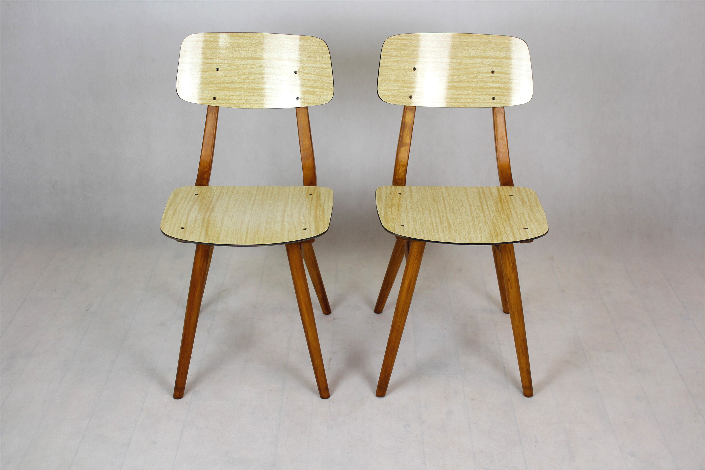 Vintage Formica and Wood Chairs from TON, 1960s, Set of 2