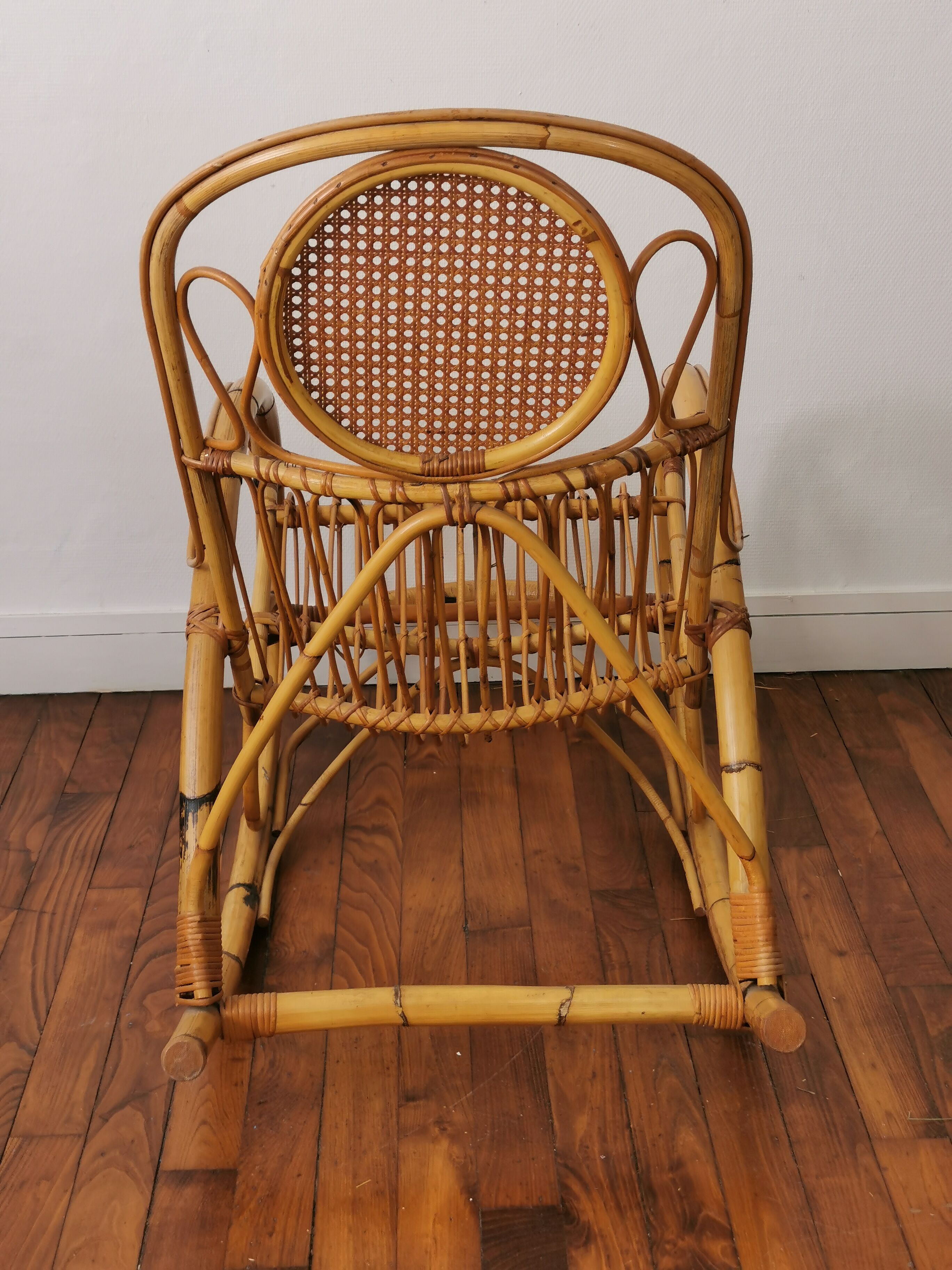 Rocking-chair in balboa and rattan