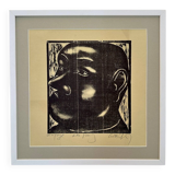 Portrait of a Man, 1972, Linocut, Framed