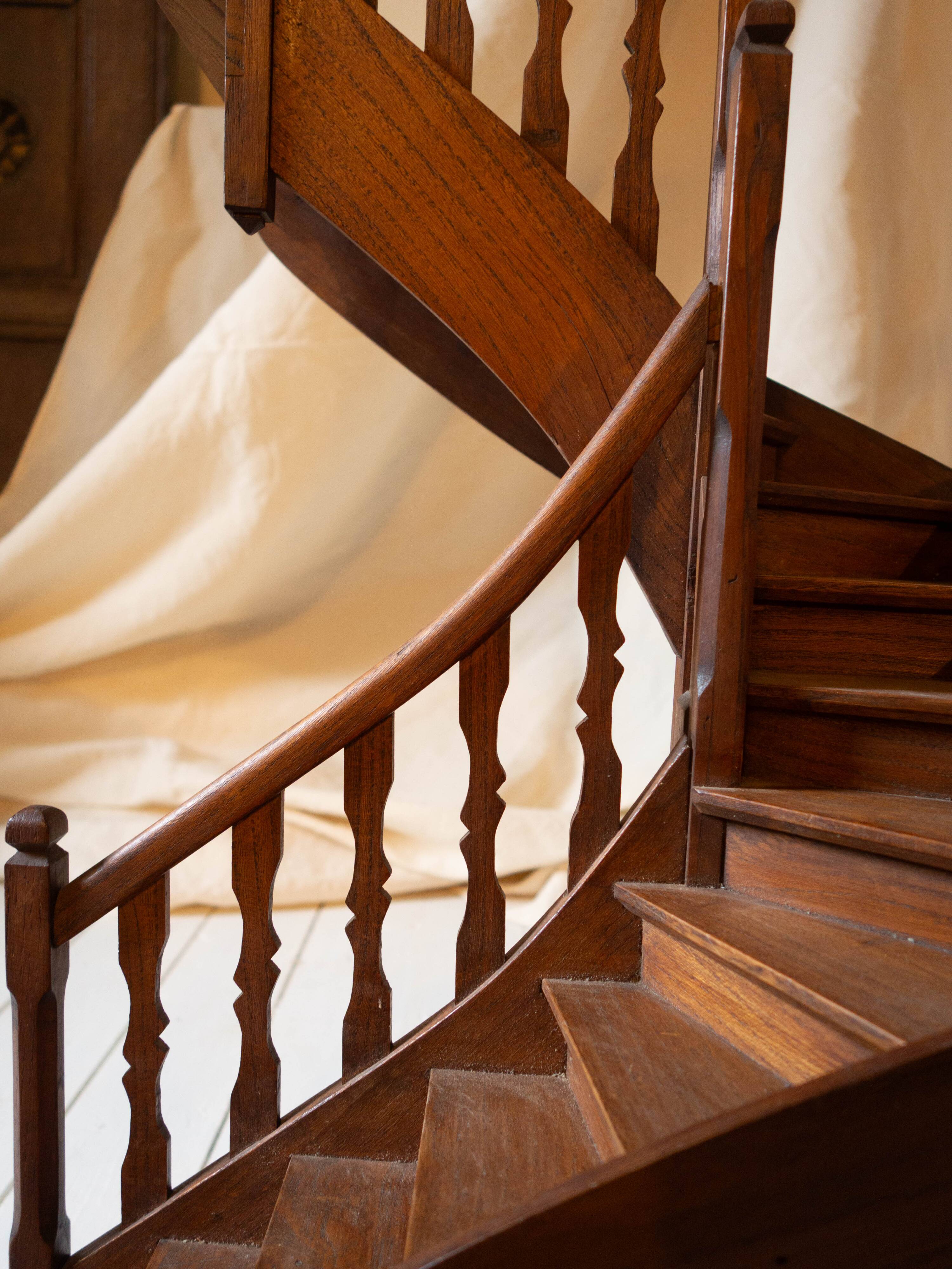 Model of an old wooden staircase, craftsmanship work.