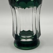 Cut and lined green crystal vase from Val Saint-Lambert