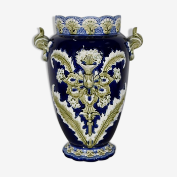 Earthenware vase, faience factory of fives lille - early twentieth century