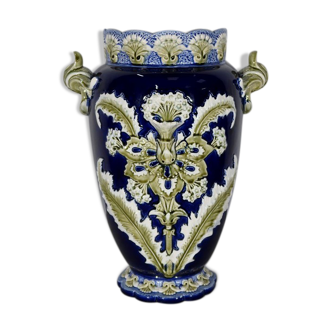 Earthenware vase, faience factory of fives lille - early twentieth century