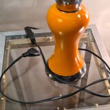 large lamp in ceramic silver and orange varnished