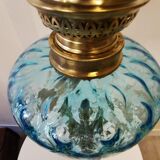 Large kerosene lamp mounted on bronze statue. Late nineteenth century