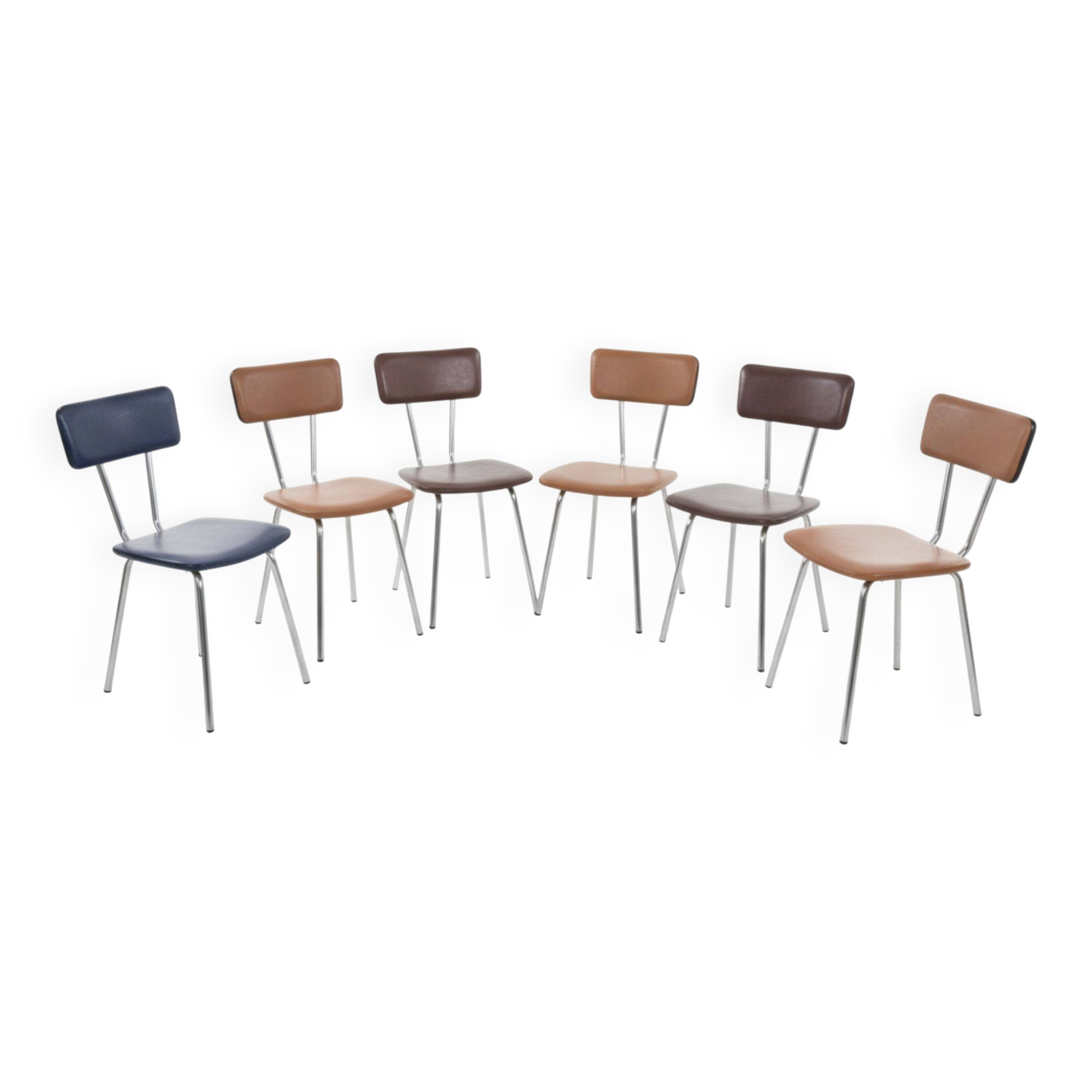 Set of 6 mid-century chrome dining chairs, Czechoslovakia, 1960s