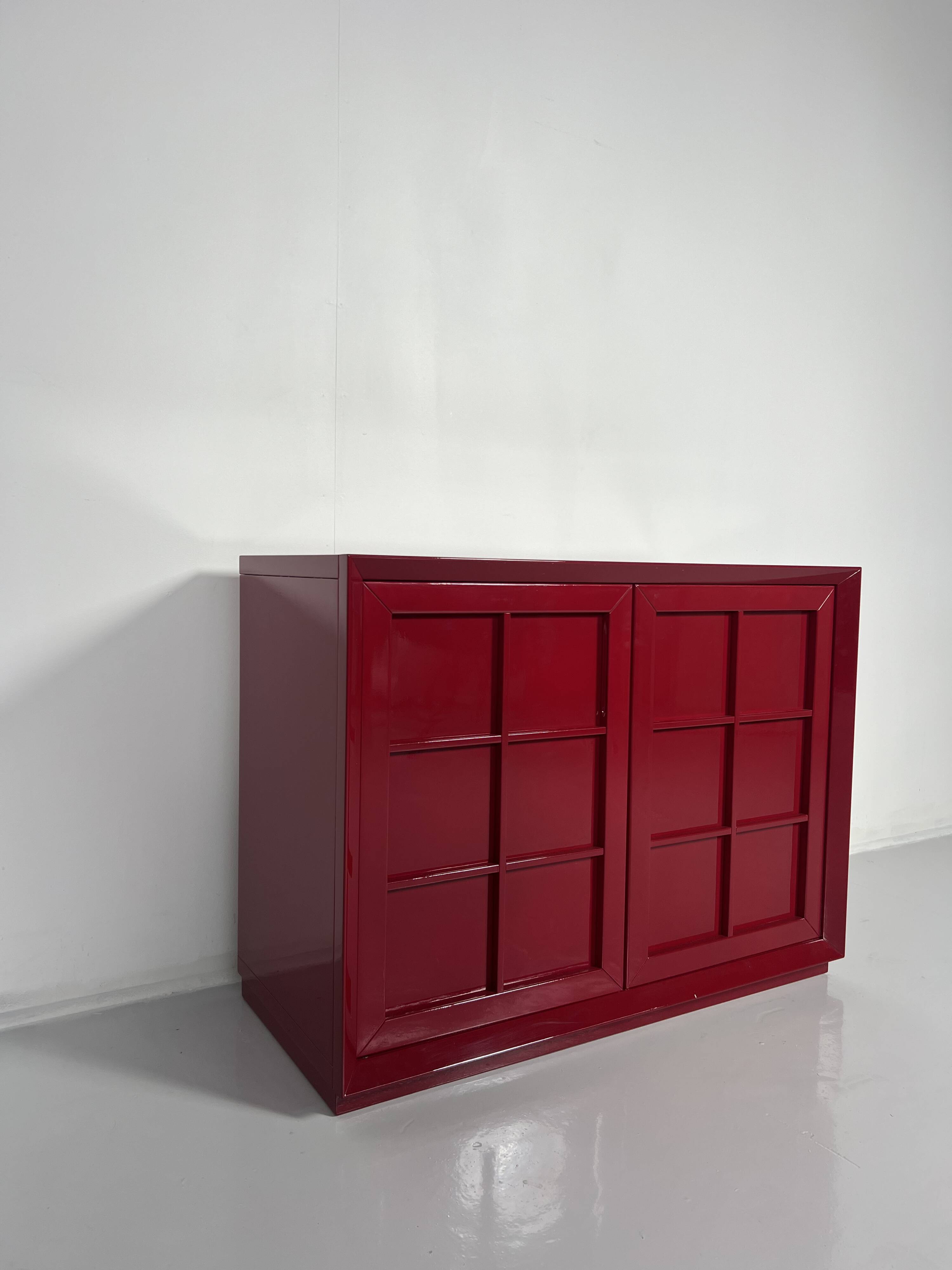 Mid-Century Modern Lacquered Red Sideboard, Italy