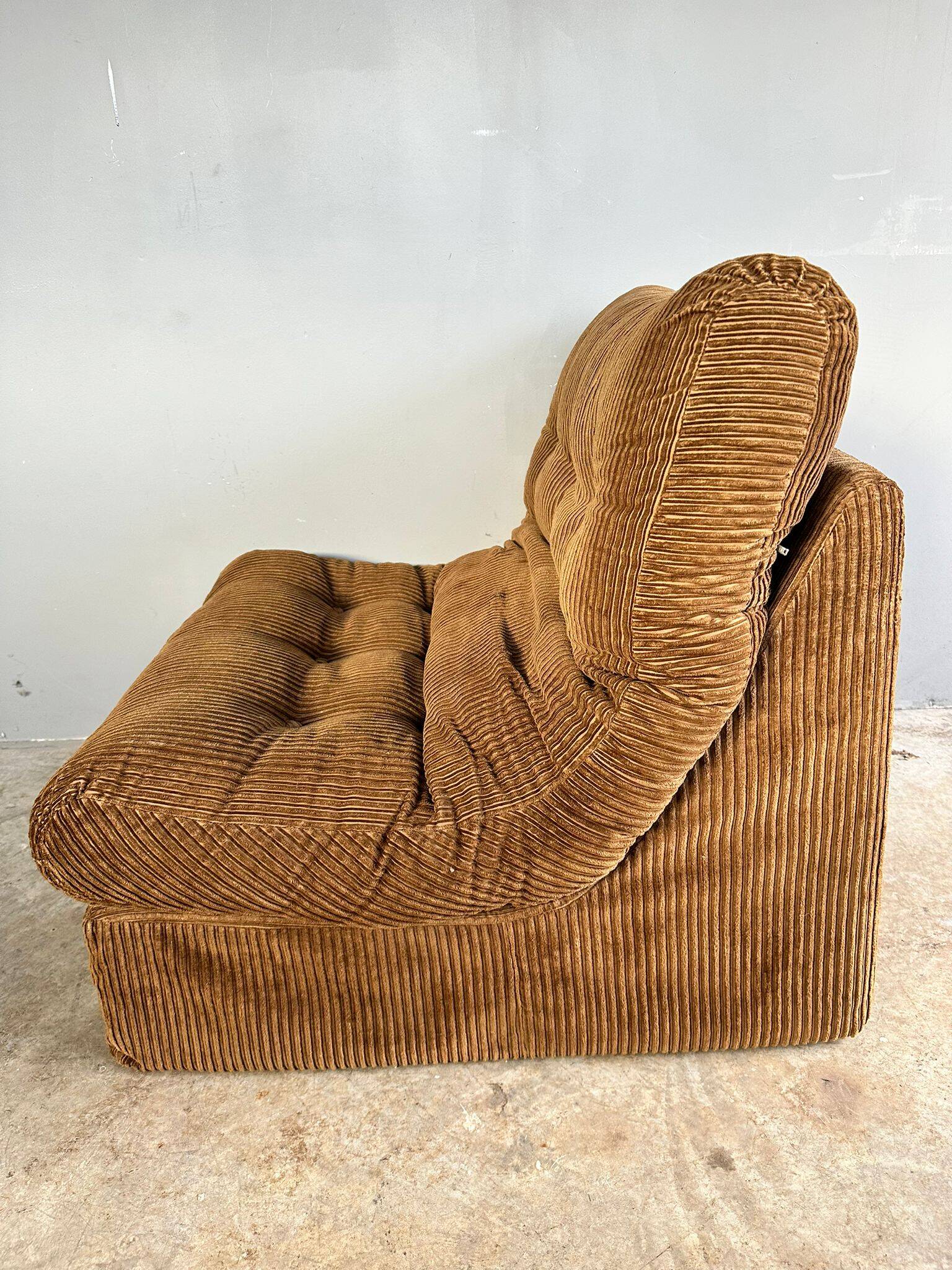 Vintage brown corduroy armchair from the 70s