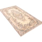 3x7 Cream & Brown Oriental Vintage Rug, 108x207Cm