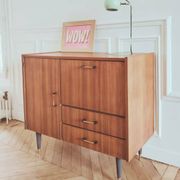Small renovated vintage sideboard, 1950s-60s in dark wood veneer.