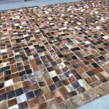 Vintage patchwork cow leather rug, 1970s