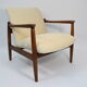 Fauteuil vintage entièrement restauré designer E.Homa, années 60, Cordon beige