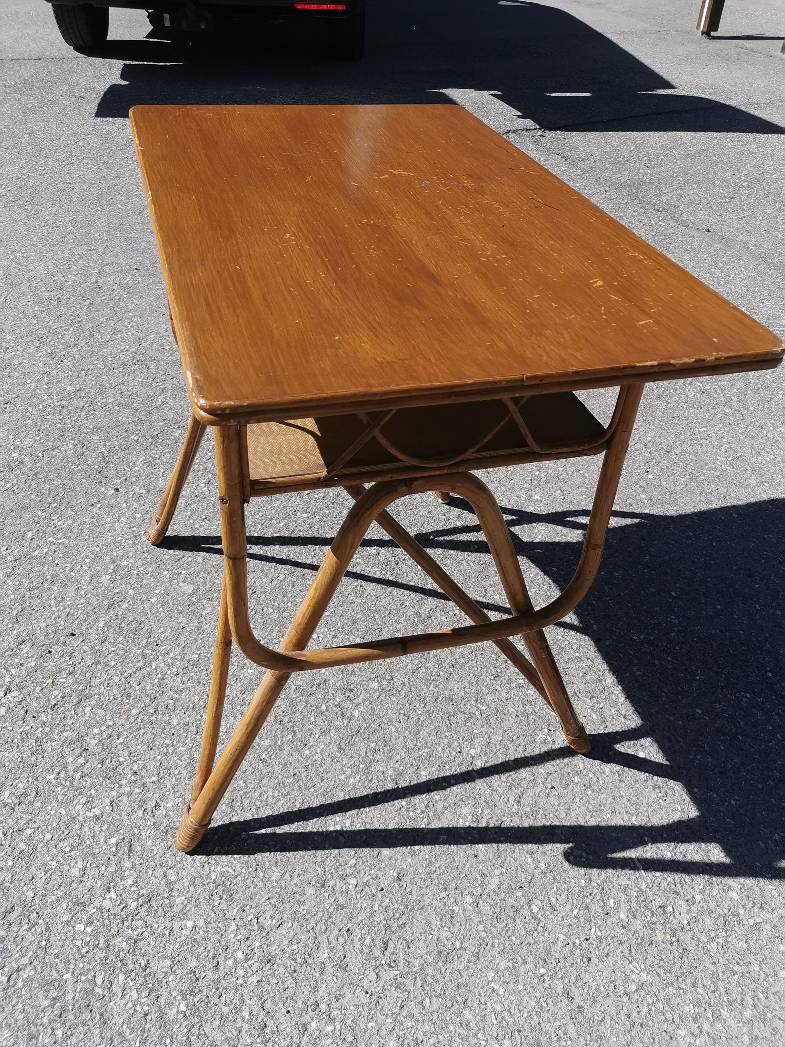 Rattan and vintage bamboo desk