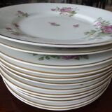 12 Plates pattern flowers in Limoges porcelain