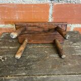 Brutalist Footstool Vintage Chalet Old Solid Wood #D62