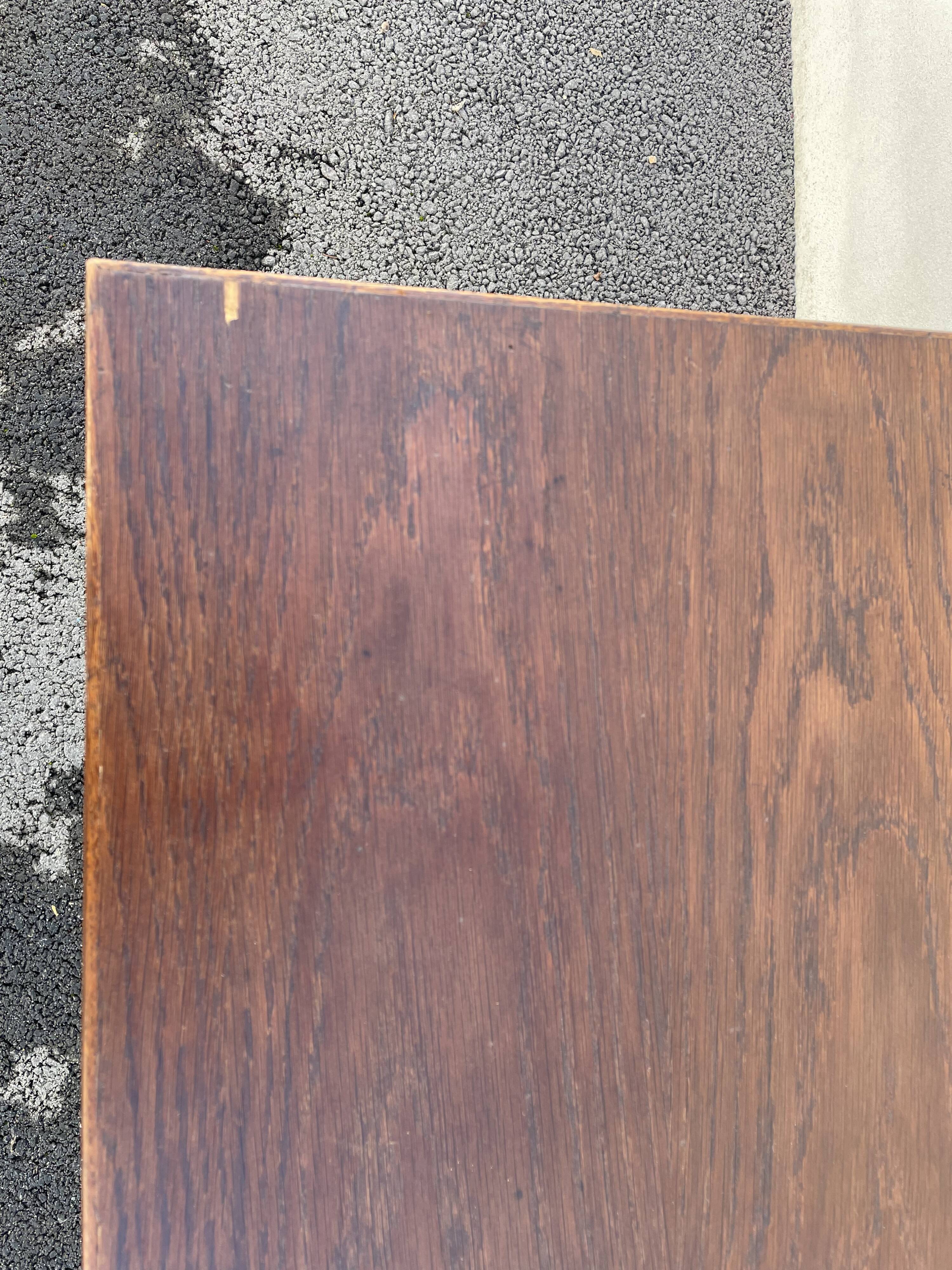 Modernist wooden desk with compass feet 1950