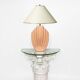 1980s salmon pink ceramic table lamp art deco pastel midcentury golden girls