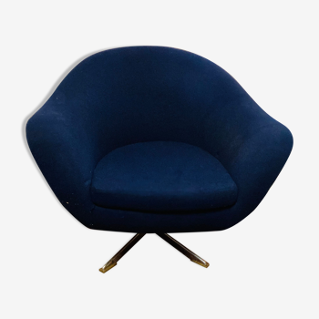 Hukla jet blue fabric swivel chair 60