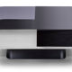 Coffee table lounge, stainless steel strapping - black smoked glass top