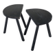 Paire de tabourets vintage bois peint noir - Assise demi-lune