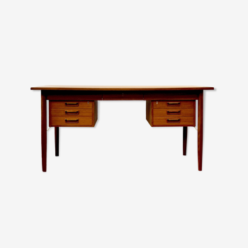 FREE-STANDING TEAK DESK, DENMARK 1960s/70s, VINTAGE, MID-CENTURY MODERN