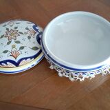 Hand-decorated earthenware candy dish "Old Rouen"