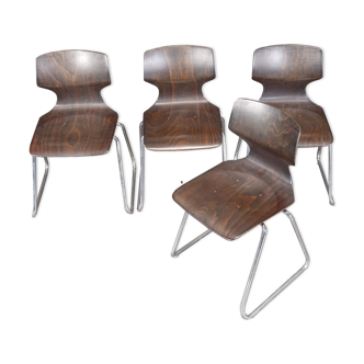 Stacking chairs, Pagholz, 1960s(4)
