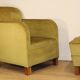 Pair of vintage velvet armchairs with footrest - 1950s