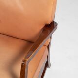 Mid-Century Danish Modern 3-seats sofa with cognac leather cushions