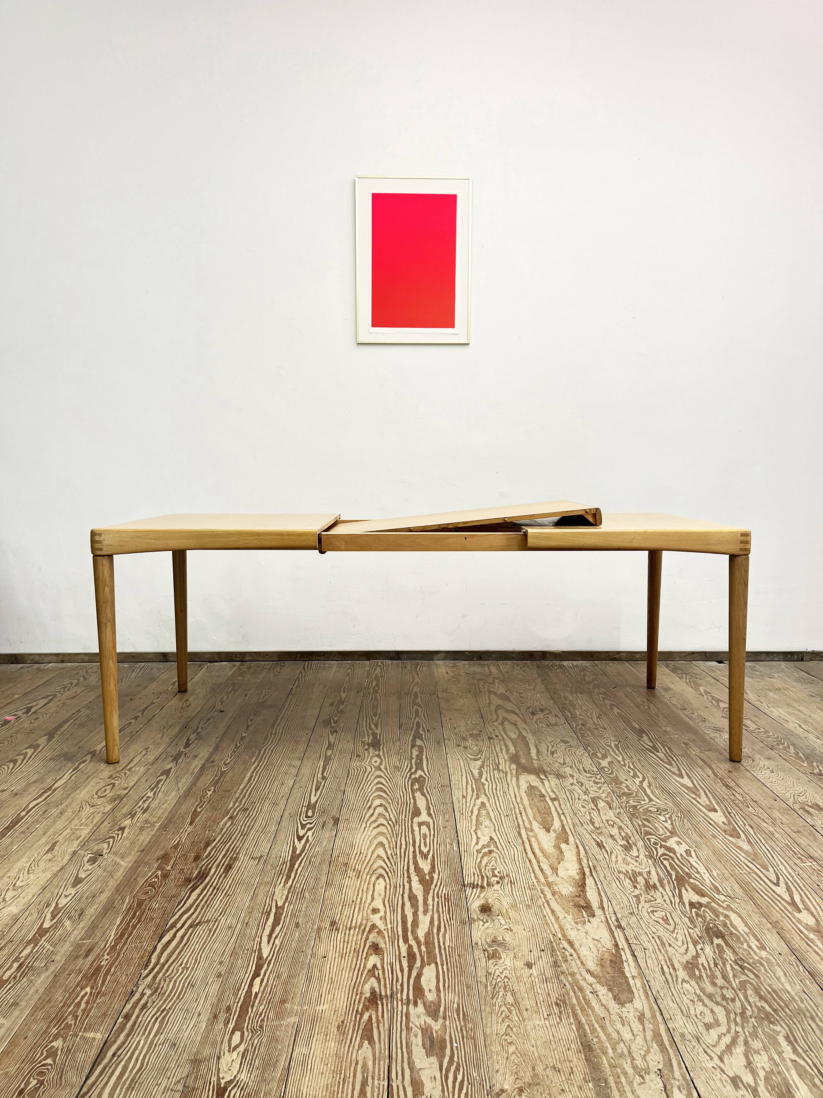 Mid-Century Modern Extendable Dining Table in Oak Wood by H.W. Klein for Bramin, 1960