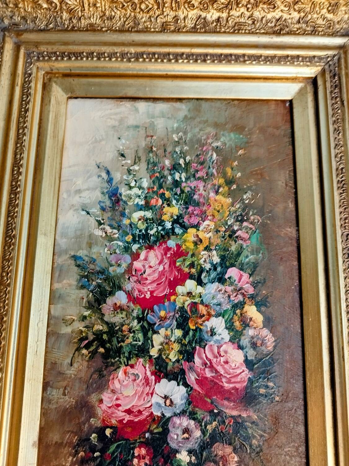 Oil on panel "Bouquet of flowers" signed Robert Mogisse