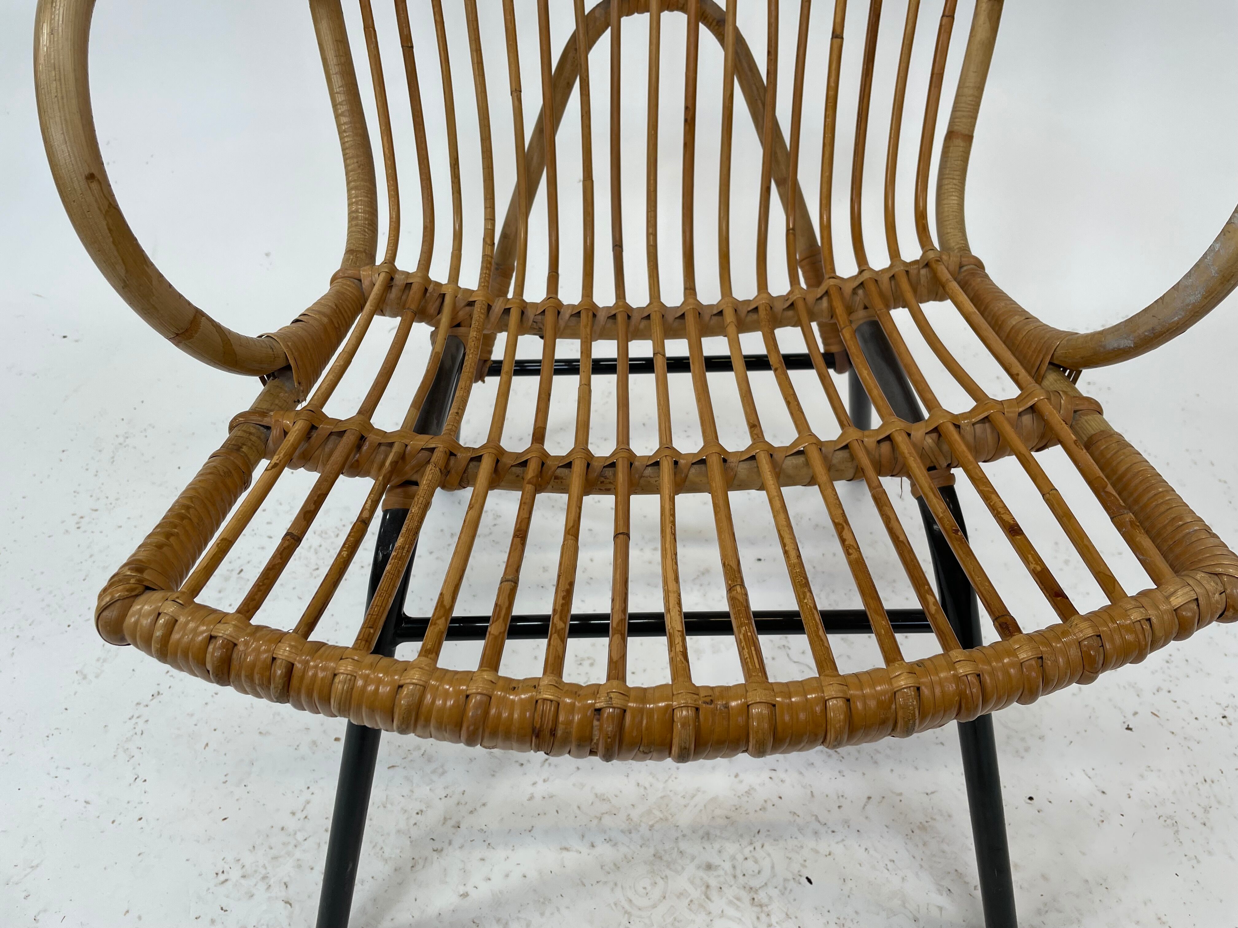 Vintage rattan chair by Dirk van Sliedregt Rohe Noordwolde 1960 in the Netherlands