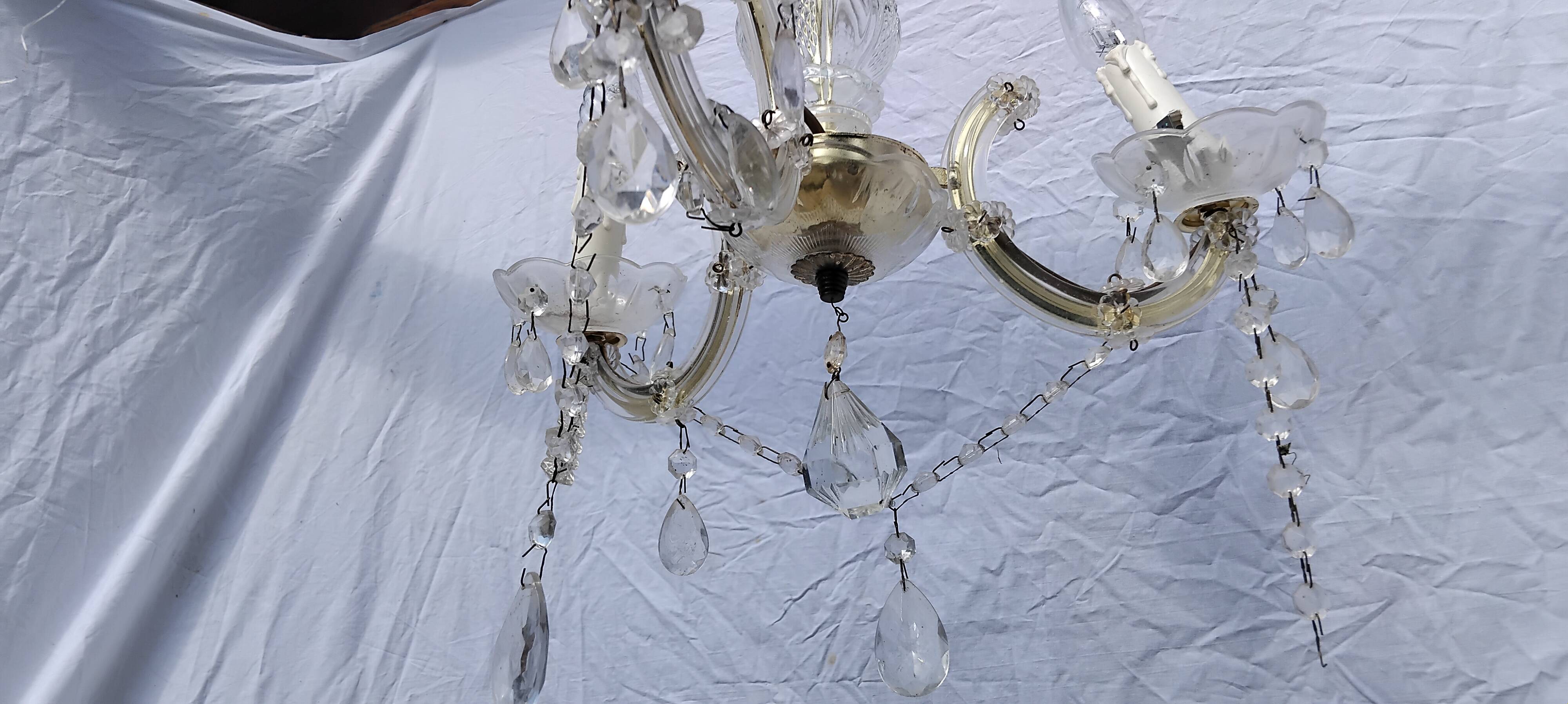 4 vintage crystal chandelier pendants