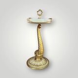 Antique fish ashtray on foot in gilded brass and onyx (4.464 kg)