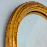 Small convex gilt wood mirror / witch's eye 1960s