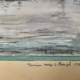 Pencil drawing enhanced with gouache by R Leparmentier (1895-1975)