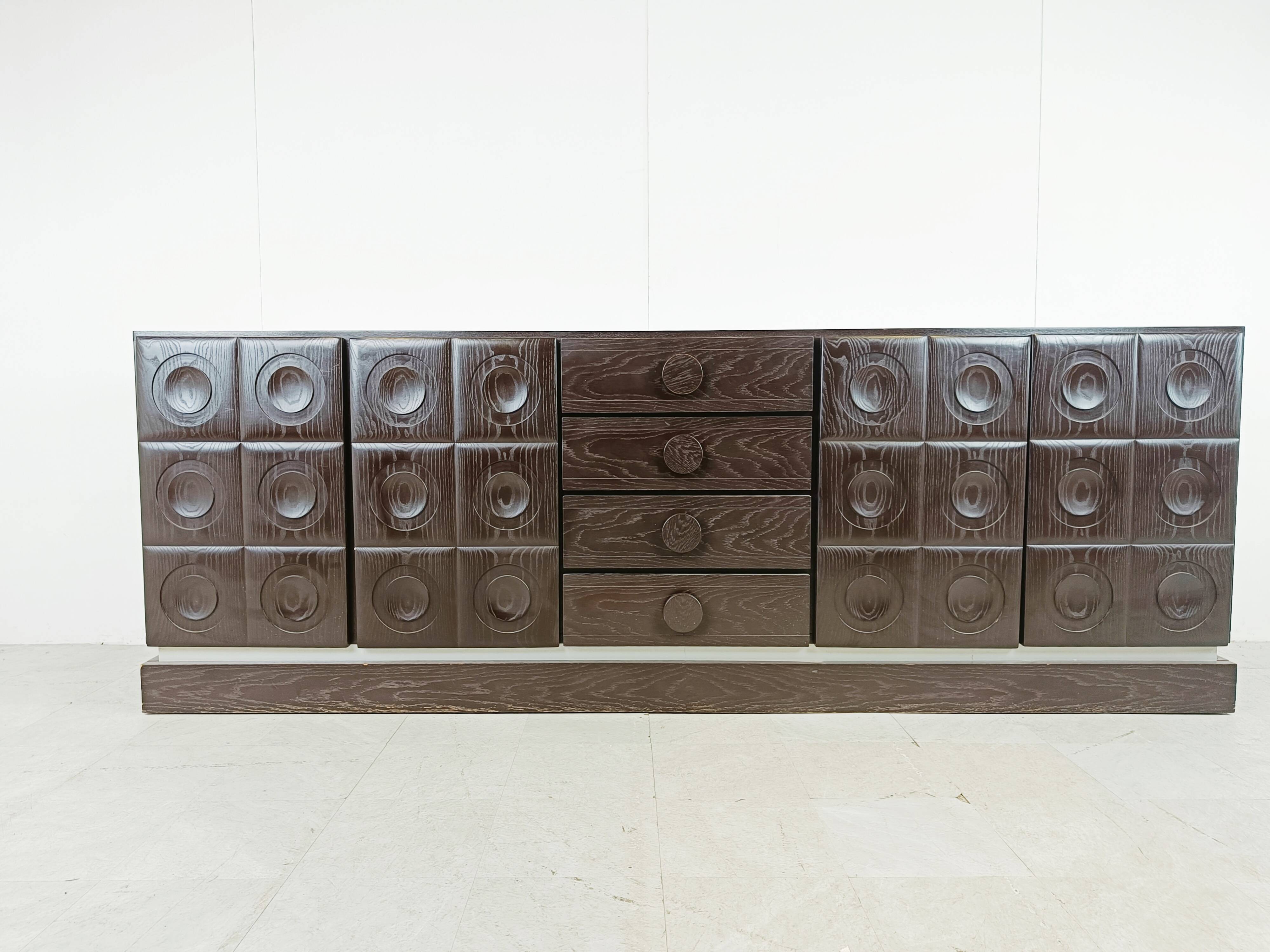 Graphical brutalist credenza, 1970s