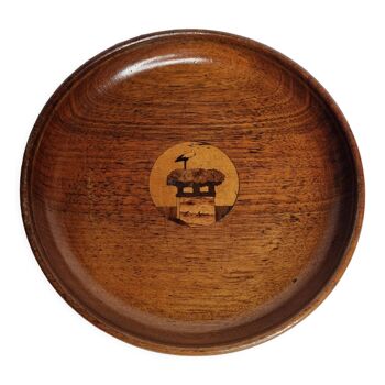 Decorative wooden and marquetry dish by charles spindler, 1920-30