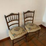 Pair of floral fabric chairs for ladies of France