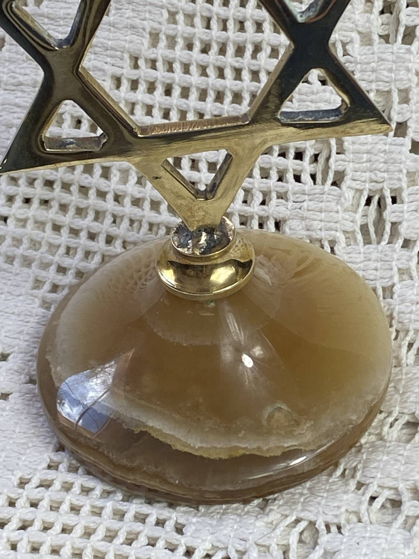 Brass and onyx candlestick