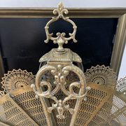 Old bronze fire firewall Napoleon 3 peacock tail fan and Vulcan head