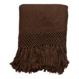 Hand-woven plaid 100% pure brown llama wool