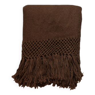 Hand-woven plaid 100% pure brown llama wool