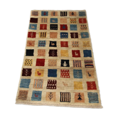 Ancient Asian wool rug, thick knotting, handmade 35 x 61 in.